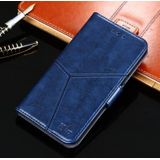 Voor OnePlus 7T Pro Geometrische stiksels horizontale flip TPU + PU lederen hoes met houder &amp; kaartslots &amp; portemonnee(blauw)