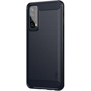 Voor Huawei P Smart 2021 / Y7A MOFI Gentless Series Geborsteld Textuur Carbon Fiber Soft TPU Case