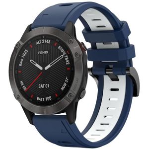 Voor Garmin Fenix 6 Sapphire GPS 22mm tweekleurige sport siliconen horlogeband (middernachtblauw + wit)