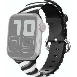 Tweekleurige Twist Silicone Vervanging Strap Horlogeband voor Apple Watch Series 6 &amp; SE &amp; 5 &amp; 4 40mm / 3 &amp; 2 &amp; 1 38mm (zwart wit)