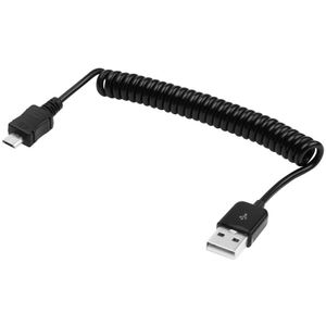 Micro USB Data / Lader uittrekbare  Coiled Kabel  Coiled Kabel Stretches to 90cm  Voor Samsung / Huawei / Xiaomi / Meizu / LG / HTC en Other Smartphones(zwart)