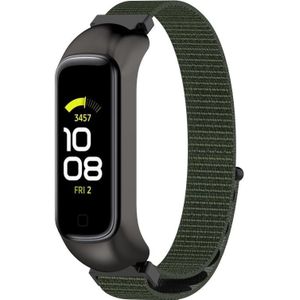 Voor Samsung Galaxy Fit 2 SM-R220 Nylon Loop horlogeband (legergroen + zwart frame)