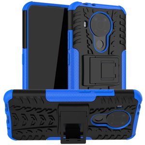 Voor Nokia 3.4-bandstructuur schokbestendige TPU+PC-beschermhoes met houder(blauw)