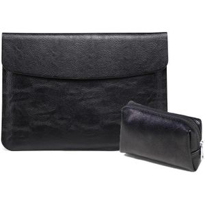 Horizontal Litchi Texture Laptop Bag Liner Bag For MacBook Pro 16 Inch A2141(Liner Bag+Power Bag Black)