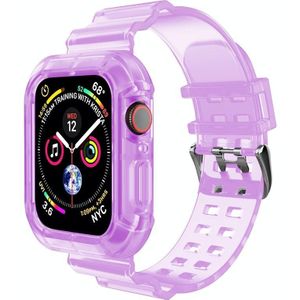 Transparante horlogeband voor Apple Watch Series 7 45 mm / 6 &amp; SE &amp; 5 &amp; 4 44mm / 3 &amp; 2 &amp; 1 42 mm (transparant paars)