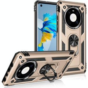 Voor Huawei Mate 40 Schokbestendige TPU + PC Beschermhoes met 360 Graden Roterende Houder (Goud)