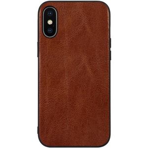 Lederen Double Color Crazy Horse Phone Case voor iPhone X / XS (Brown)