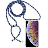 Vierhoek anti-val transparante TPU mobiele telefoon geval met Lanyard voor iPhone XS Max (zwart blauw)