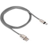 1M Geweven stijl metaal hoofd 108 koper Cores Micro USB naar USB Data Sync laad Kabel  Voor Samsung  HTC  Sony  Huawei  Xiaomi  Meizu nl andere Android-apparaten met Micro USB Port(grijs)