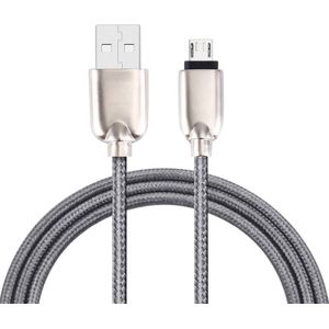 1M Geweven stijl metaal hoofd 108 koper Cores Micro USB naar USB Data Sync laad Kabel  Voor Samsung  HTC  Sony  Huawei  Xiaomi  Meizu nl andere Android-apparaten met Micro USB Port(grijs)