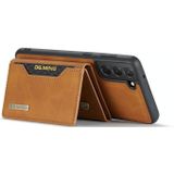 For Samsung Galaxy S21 FE DG.MING M2 Series 3-Fold Multi Card Bag + Magnetic Back Cover Shockproof Case with Wallet &amp; Holder Function(Brown)