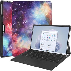 For Microsoft Surface Pro 9 JUNSUNMAY Custer Painted 3-Fold Stand Leather Tablet Case(Galaxy)