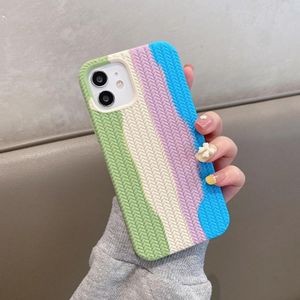 Herringbone textuur siliconen beschermhoes voor iPhone 13 pro (regenboog groen)