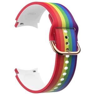 Voor Samsung Galaxy Watch4 / Watch4 Klassieke Siliconen Afdrukken Vervanging Strap Horlogeband (Rainbow)