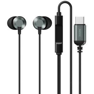 REMAX RM-512a USB-C / Type-C Metal In-ear Bedrade Oortelefoon  Ondersteuning Muziek &amp; Oproep (Zwart)