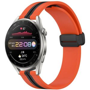 Voor Huawei Watch 3 Pro 22 mm opvouwbare magnetische sluiting siliconen horlogeband (oranje + zwart)
