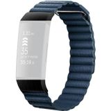 18mm Magnetische lederen horlogeband voor Fitbit Charge 4/3  Grootte: L (Midnight Blue)
