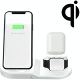 OJD-45 3 in 1 QI 10W mobiele telefoon + horloge + 8 pins oortelefoon oplaadpoort multifunctionele draadloze oplader voor mobiele telefoons en horloges &amp; AirPods 2 (wit)