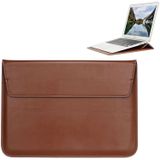 Universeel Envelop stijl zacht PU Leren Hoesje voor 11.6 inch Laptop of Tablet  Afmetingen: 32.5 x 21.5 x 1 cm (bruin)