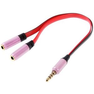 Noodle stijl 3.5mm Stereo Audio Headset voor 2 x Splitter Adapter  voor iPhone 5 / iPhone 4 &amp; 4S / 3 g / 3G / iPad 4 / iPad mini / mini 2 Retina / New iPad / iPad 2 / iTouch(Pink)