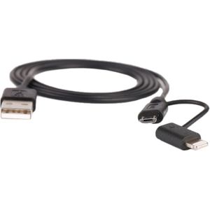 1m MFI 2 in 1 8 pin + Micro USB 2.0 mannelijk naar USB-gegevens Sync opladen kabel  voor iPhone 6 Plus &amp; 6s Plus / iPhone 5 &amp; 5S &amp; 5 C / iPad Air / iPad mini  alle Micro USB tabblad PC / Mobile Phone(Black)