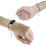 Voor Xiaomi Mi Band 5/6 Double Pearl Bead String metalen horlogeband (roségoud)