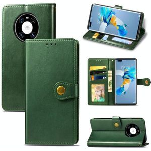 Voor Huawei Mate 40 Pro Retro Solid Color Leather Buckle Phone Case met Lanyard &amp; Photo Frame &amp; Card Slot &amp; Wallet &amp; Stand Functie(Groen)