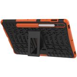 Voor Samsung Galaxy Tab S7 T870 / T875 Tire Texture Schokbestendige TPU+PC beschermhoes met houder(oranje)