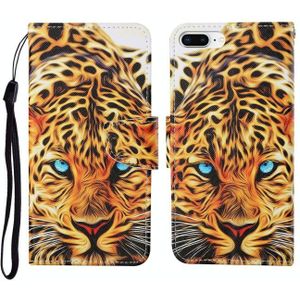 Voor iPhone 7 Plus geschilderd patroon horizontale flip Leathe case (leopard)