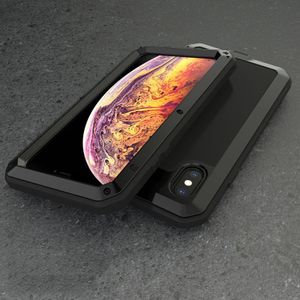 Waterdichte stofdichte schokbestendige aluminiumlegering + gehard glas + siliconen case voor iPhone XS Max (zwart)