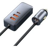 BASEUS CCBT-B0G 120W Deel samen 3 USB + USB-C / TYPE-C PPS Multi-Port Fast Charging Auto-oplader met verlengkabel (Ruimte Grijs)