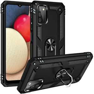 For Samsung Galaxy A03s Shockproof TPU + PC Protective Case with 360 Degree Rotating Holder(Black)