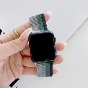 Vierkleuren Milanese vervangende band horlogeband voor Apple Watch Series 6 &amp; SE &amp; 5 &amp; 4 40mm / 3 &amp; 2 &amp; 1 38mm (zilvergrijs groen zwart)