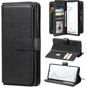 Voor Samsung Galaxy Note10+ Multifunctionele Magnetische Koperen gesp Horizontale Flip Solid Color lederen kast met 10 Card Slots &amp; Wallet &amp; Holder &amp; Photo Frame(Zwart)