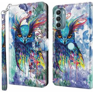 Voor Motorola Moto G Stylus 5G 2022 3D Schilderpatroon TPU + PU Telefoonhoesje (Aquarel Uil)