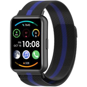 Voor Huawei Watch Fit 2 Milan magnetische roestvrijstalen horlogeband (zwart blauw)
