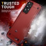 Voor Samsung Galaxy A32 4G 2 in 1 Soft TPU Hard PC Phone Case (Rood Rose Rood)