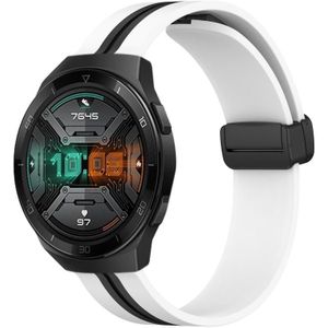 Voor Huawei Watch GT 2E 22 mm opvouwbare magnetische sluiting siliconen horlogeband (wit + zwart)