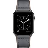 Lederen vervangende horlogeband voor Apple Watch Series 7 45 mm / 6 &amp; SE &amp; 5 &amp; 4 44mm / 3 &amp; 2 &amp; 1 42mm (Dark Grey Stitch Pattern + Black Buckle)