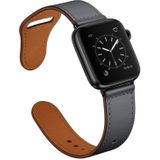 Lederen vervangende horlogeband voor Apple Watch Series 7 45 mm / 6 &amp; SE &amp; 5 &amp; 4 44mm / 3 &amp; 2 &amp; 1 42mm (Dark Grey Stitch Pattern + Black Buckle)