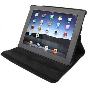 360 graden draaiend PU lederen hoesje met slaap / wekker functie &amp; houder voor New iPad (iPad 3) / iPad 2 / iPad 4  zwart(zwart)