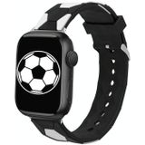 Voetbalstijl metalen connector siliconen horlogeband voor Apple Watch Ultra 49 mm / serie 8 &amp; 7 45 mm / SE 2 &amp; 6 &amp; SE &amp; 5 &amp; 4 44 mm / 3 &amp; 2 &amp; 1 42 mm (zwart + wit)