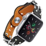 Echt lederen mannelijke stijl horlogeband voor Apple Watch Series 7 41mm / 6 &amp; SE &amp; 5 &amp; 4 40mm / 3 &amp; 2 &amp; 1 38mm