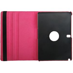 360 graden draaiend Litchi structuur lederen hoesje met houder voor Samsung Galaxy Tab Pro 10.1 / T520 (hard roze)