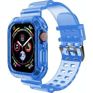 Transparante horlogeband voor Apple Watch Series 7 45 mm / 6 &amp; SE &amp; 5 &amp; 4 44mm / 3 &amp; 2 &amp; 1 42 mm (transparant blauw)