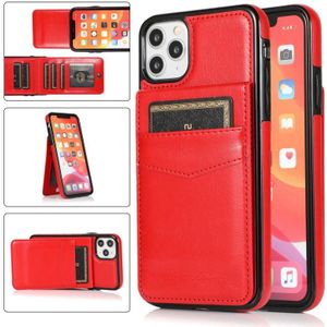 Solid Color PC + TPU beschermhoes met houder en kaartsleuven voor iPhone 11 Pro (rood)