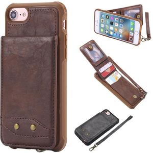 Voor iPhone 6 Vertical Flip Shockproof Leather Protective Case met Short Rope  Support Card Slots &amp; Bracket &amp; Photo Holder &amp; Wallet Function(Coffee)