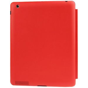 hoge kwaliteit 4-vouw slanke Smart Cover lederen hoesje voor iPad 4 / nieuwe iPad (iPad 3) / iPad 2 (rood)