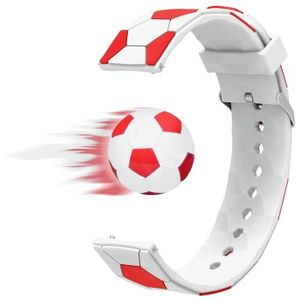 Voor Samsung Galaxy Watch4/4 klassieke 20mm voetbalstijl metalen connector siliconen horlogeband (wit + rood)