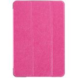 Zijde textuur horizontale Flip lederen draagtas met drie-vouwen houder voor iPad mini 4(Magenta)